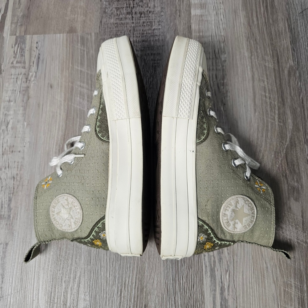 Converse Chuck Taylor All Star Lift Womens 8.5 Olive Autumn Embroidery Platform